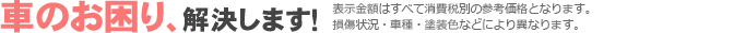 車のお困り、解決します！　表示金額はすべて消費税込の参考価格となります。損傷状況・車種・塗装色などにより異なります。